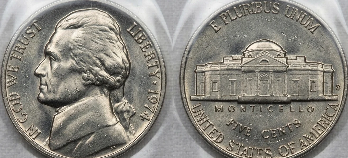 1974 Jefferson nickel coin